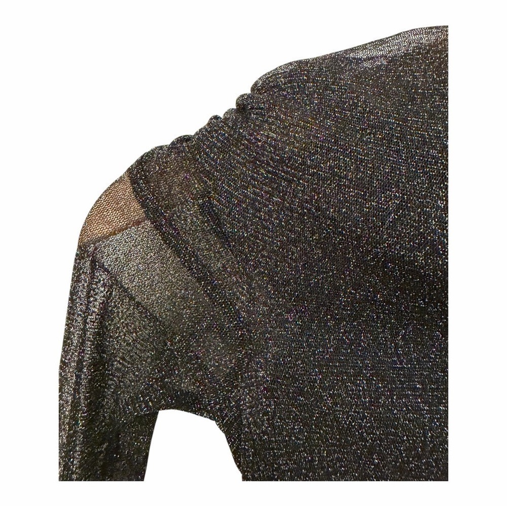 Jonathan Simkhai Standard Metallic Ruched Knit Top Off Shoulder Black | Size S - Picture 6 of 10